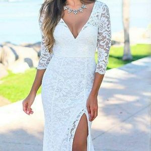White lace maxi dress